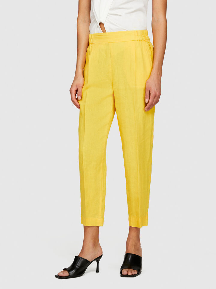 100% linen joggers - women's joggers - Yellow | Sisley image number 4